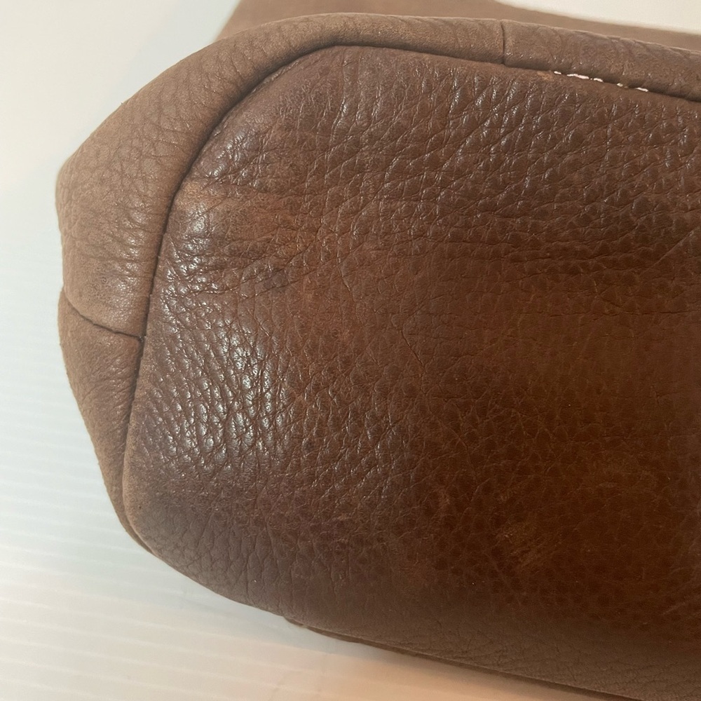VTG Brown Leather Fossil Shoulder Bag Medium Key Charm - Picture 8 of 12